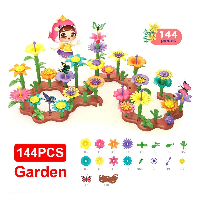Jeu de Construction, Jouet Empilable de Fleurs, ensemble 144
