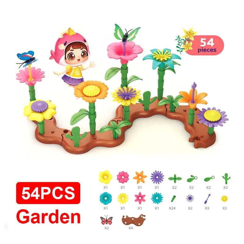 Jeu de Construction, Jouet Empilable de Fleurs, ensemble 54