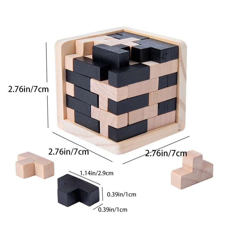 Puzzle en Bois 3D, Blocs Tetris en forme cube