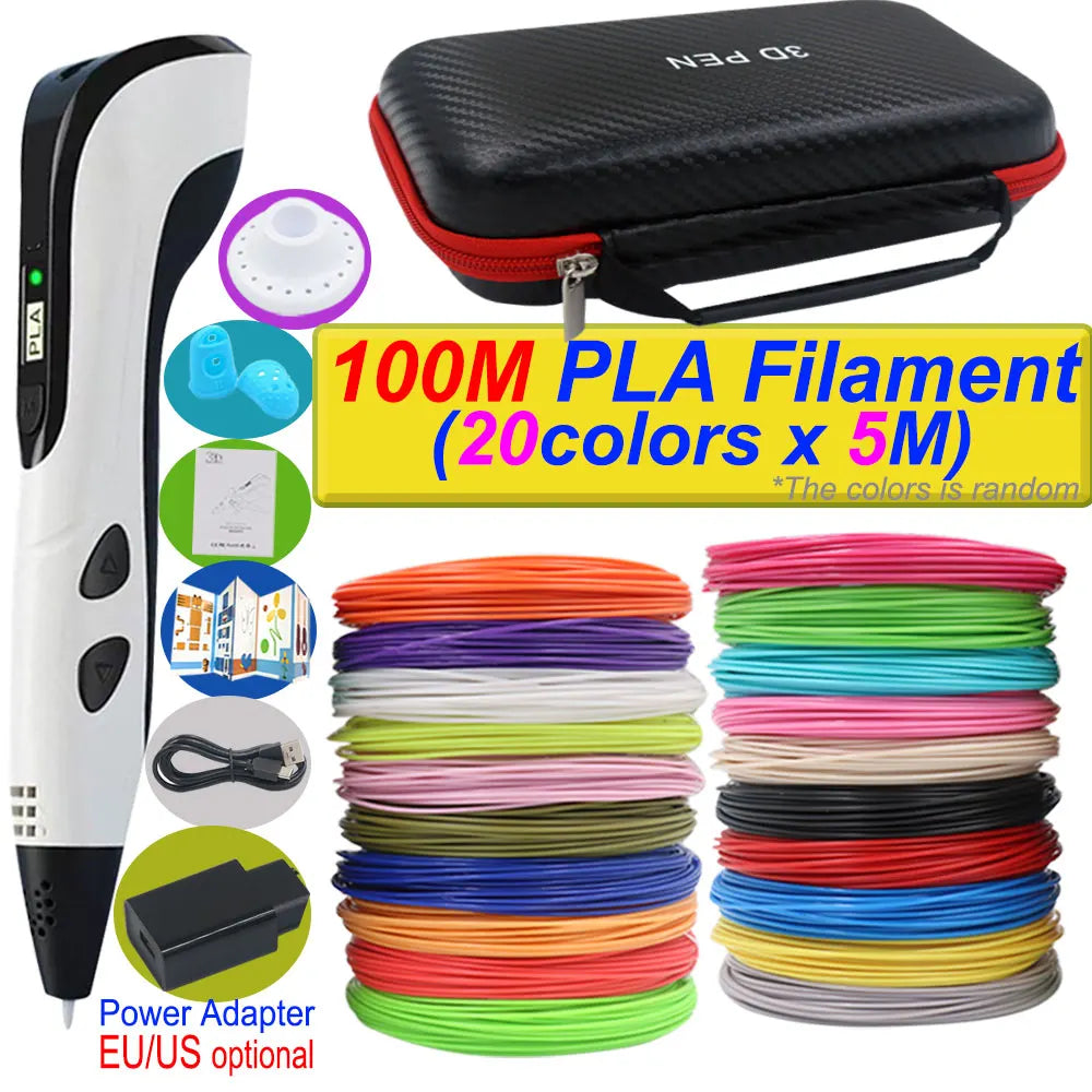 Jouet Pour Dessiner – Stylo d’Impression 3D Ados 14+ | Kit Complet PLA + Mallette | Écran LCD
