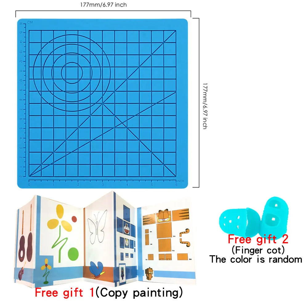 Jouet dessin – Tapis Silicone Stylo 3D | Gabarits Géométriques + 2 Protège-Doigts | 2 Tailles | 260°C