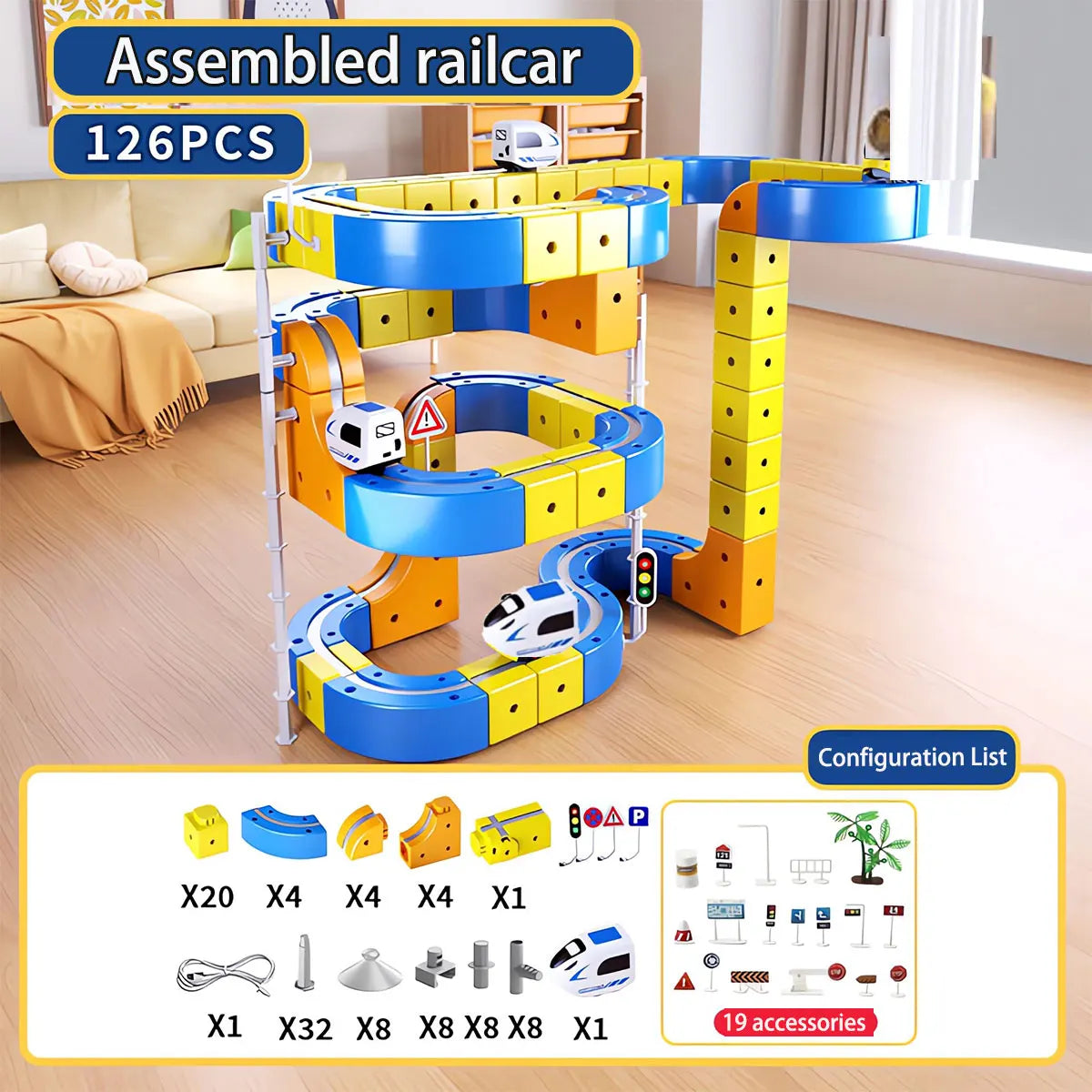 Circuit Voiture Magnétique Puzzle Cube 100 Pièces – Kit STEM Train Électrique Enfant