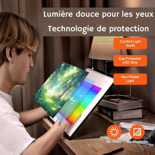 Tablette lumineuse, Planche à dessin LED A3 de Traçage, une surface lumineuse à technologie de protection