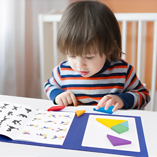 Tangram, Puzzle Magnétique en Bois pour enfants, jeu de concentration