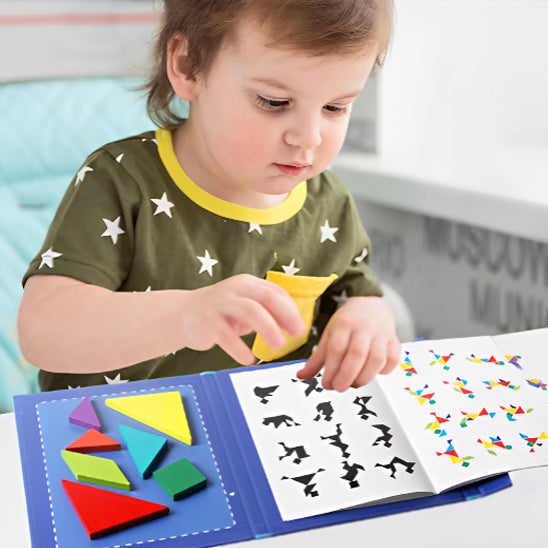 Tangram, Puzzle Magnétique en Bois pour enfants, jeu d'entraînement