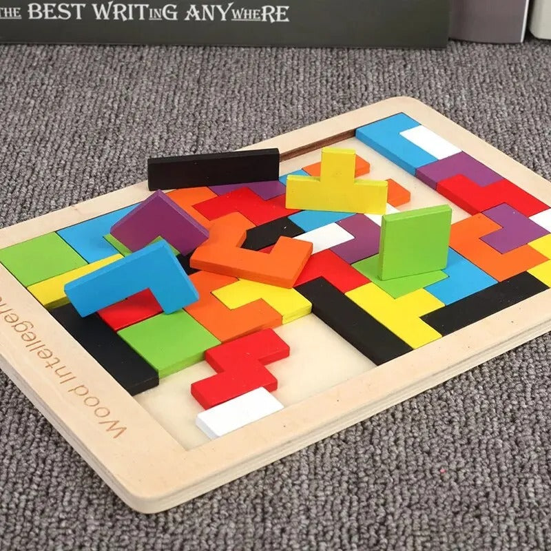 Tangram, Puzzle Tetris en Bois, blocs tetris