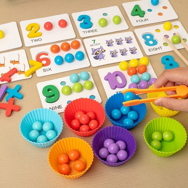 Bol de Tri de Perles en Bois pour Enfants - Puzzle Mathématiques - Jeu Éducatif Enfant