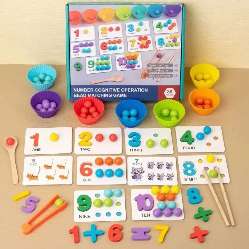 Bol de Tri de Perles en Bois pour Enfants - Puzzle Mathématiques - Jeu Éducatif Enfant