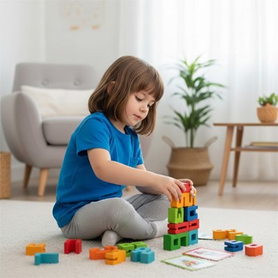 Jeu de construction bois, Blocs de Chiffres Montessori, mathématiques précoces: séquences, comparaisons, paires, symétrie, équilibre