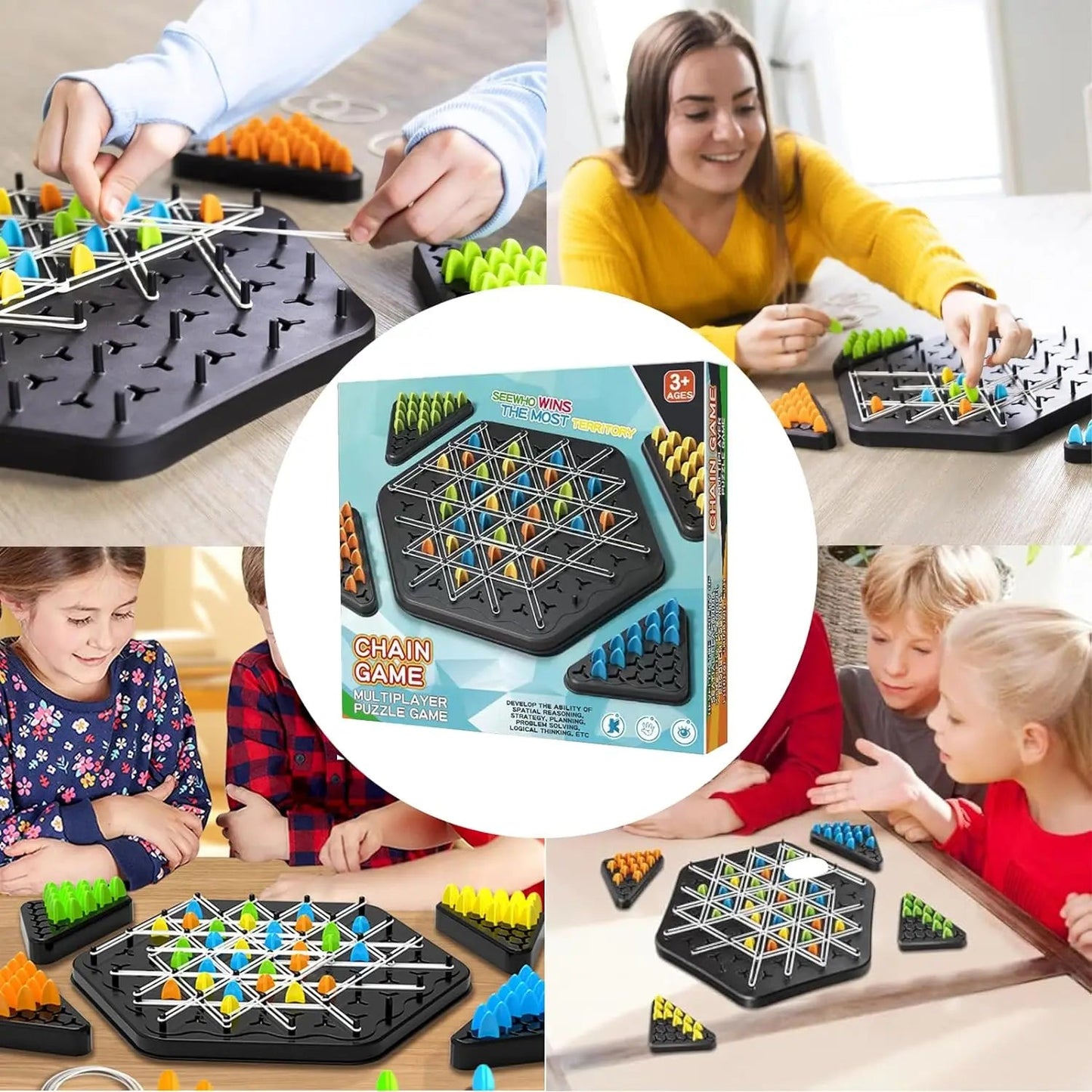 Plateau Jeu d'Échecs en Chaîne Triangulaire - Jeu Triggle - Jeu Éducatif Enfant