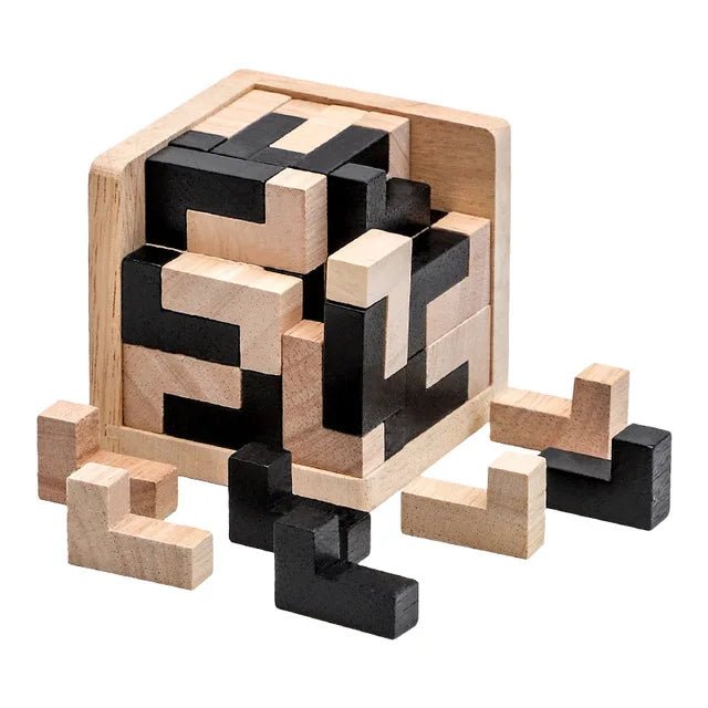 Puzzle en Bois 3D en Forme Cube - Blocs Tetris - Jeu Éducatif Enfant
