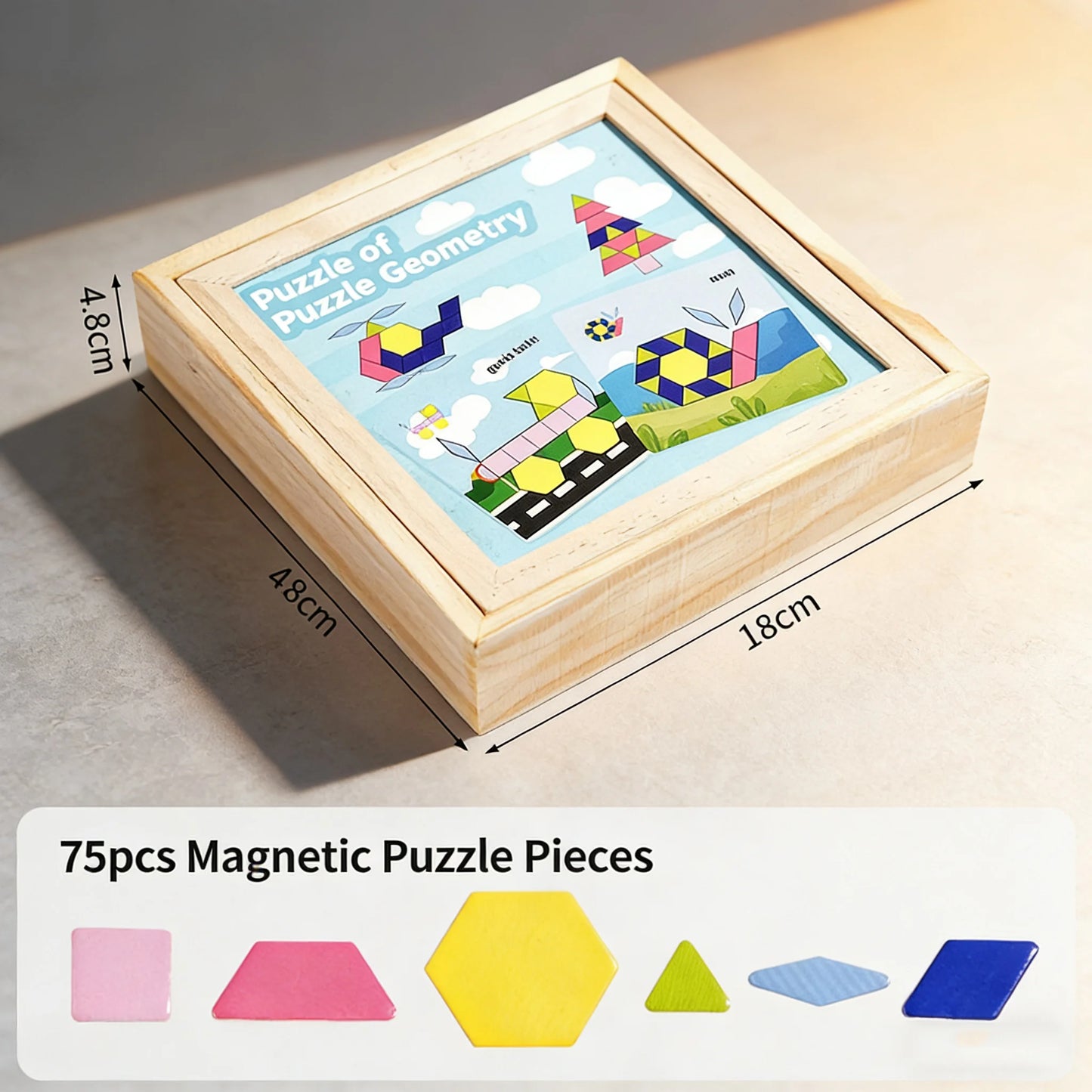 Les pièces géométriques (hexagones, trapèzes, losanges, triangles…) se fixent facilement sur la surface magnétique