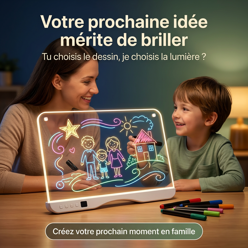 tableau dessin lumineux 3 à 12 ans avec support