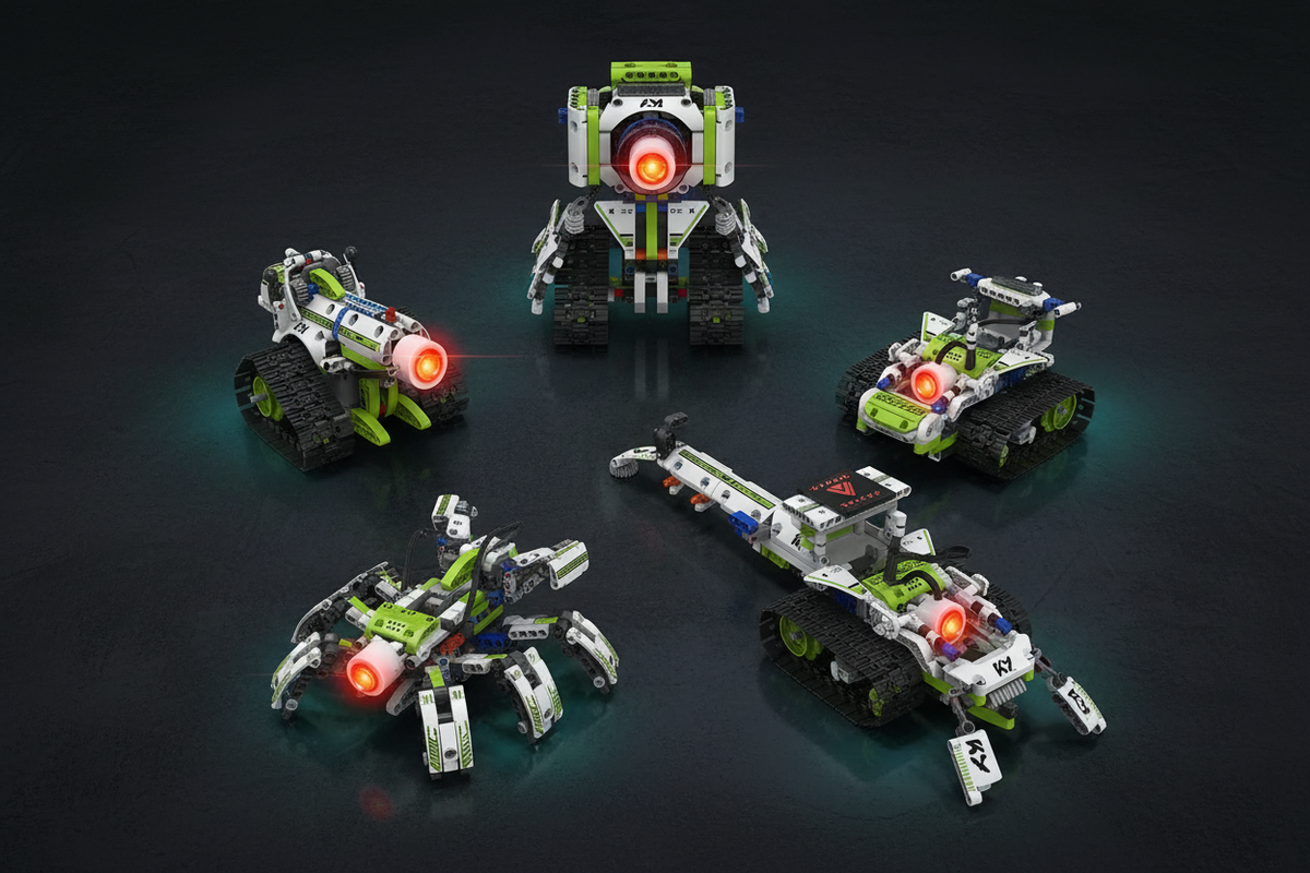 5 modèles robots KY ROBOTS PRO — flat lay