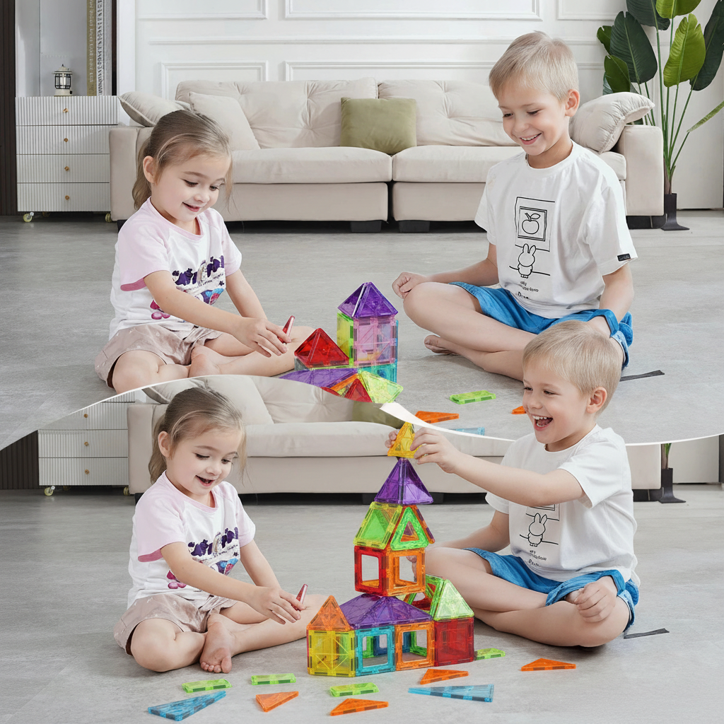 Blocs de Construction 3D Éducatif, Tuiles Magnétiques