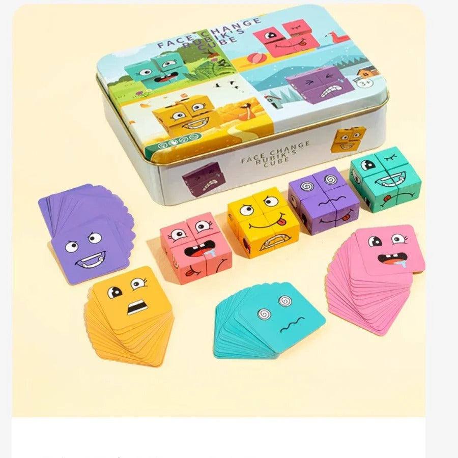Jeu de Réflexion | Blocs de Cubes d'Apprentissage des Émotions - Montessori