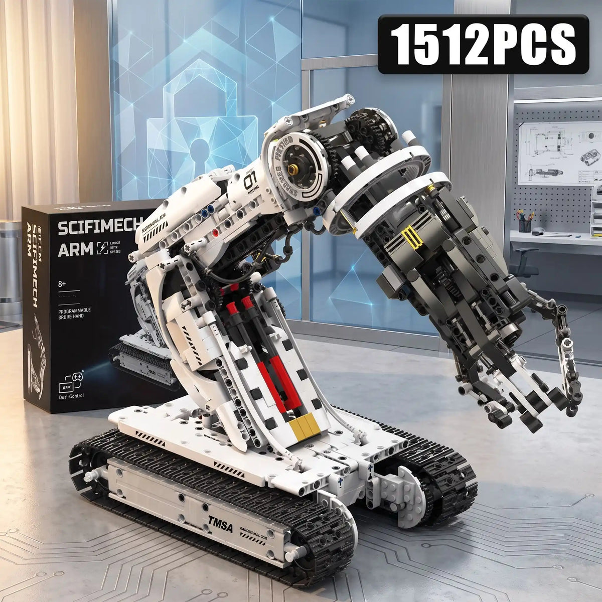 Bras robotique technique RC — Kit de construction Sci-Fi Mech Arm 1512 pièces