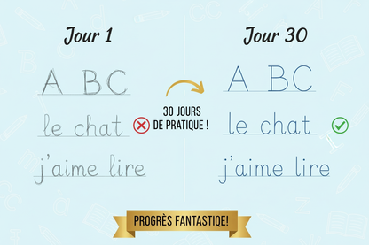 Progression de l'écriture en 30 jours avec le cahier apprentissage écriture réutilisable