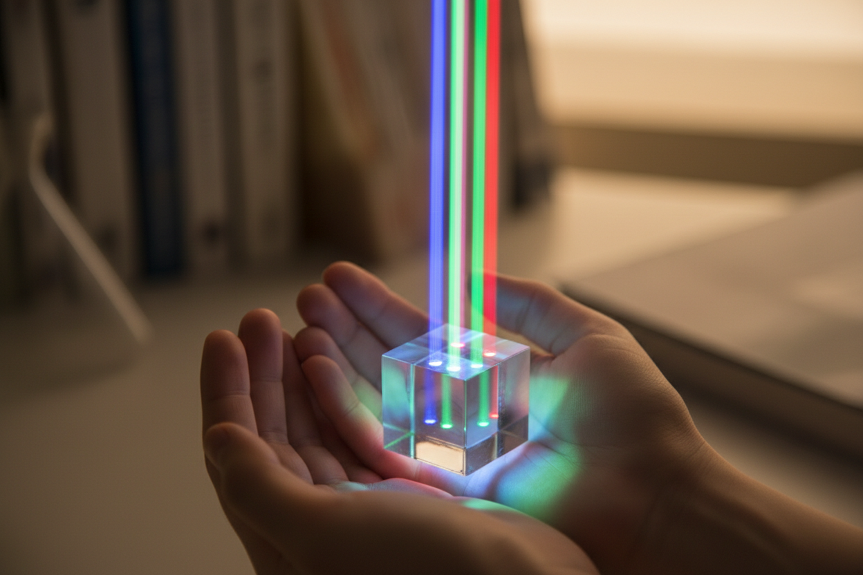 Cube Dichroïque en Verre Optique, Démonstration séparation lumière RGB