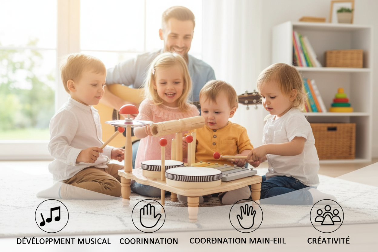 Enfants jouant avec le set musical