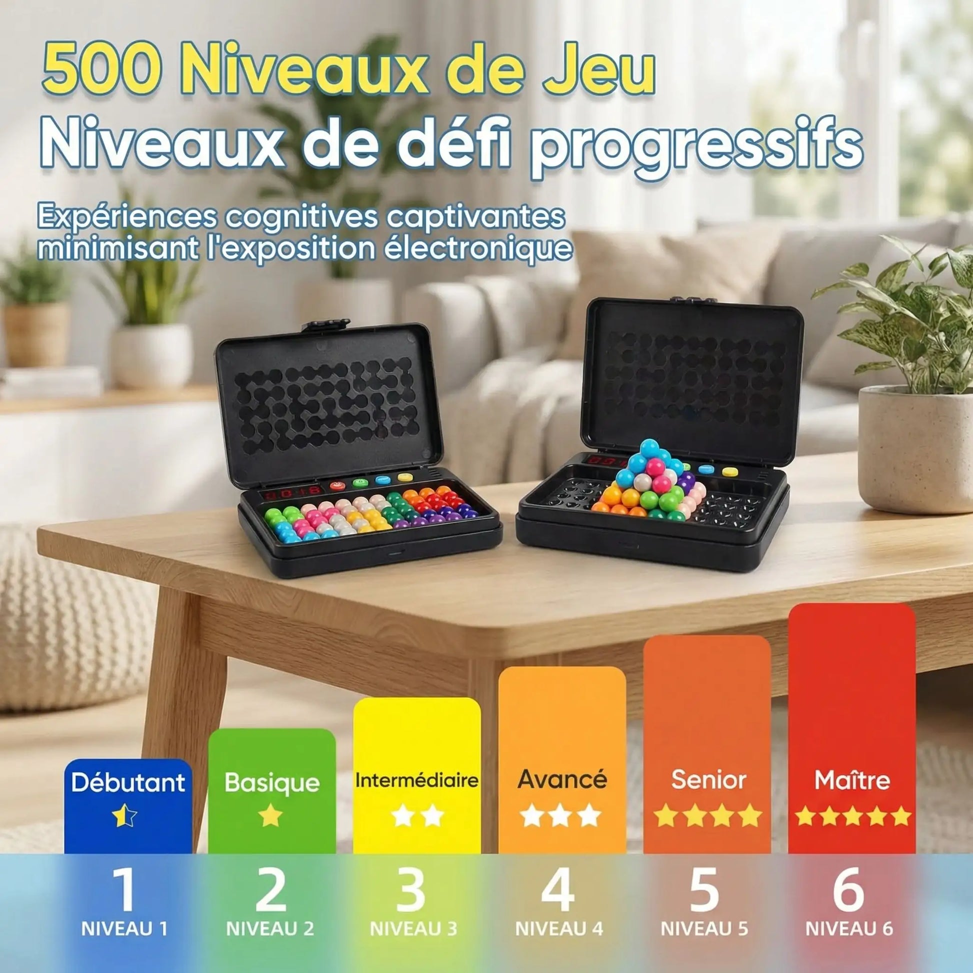 500 défis gradués du niveau débutant à expert pour des heures de jeu sans lassitude