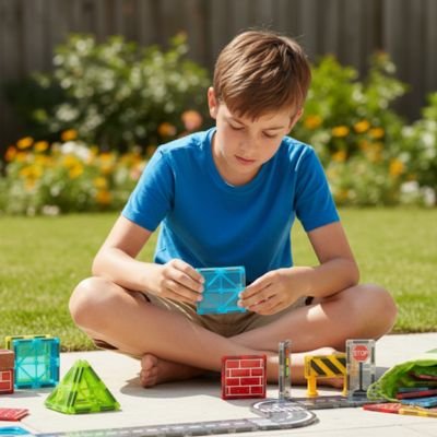 Jeu de Construction Magnétique, circuit routier tout-en-un