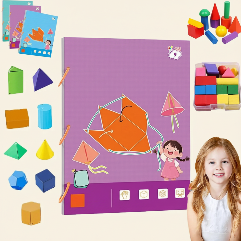 Livre d'Apprentissage Géométrie 3D à Ficelle pour Enfants (5–12 ans) | Jeu de Maths
