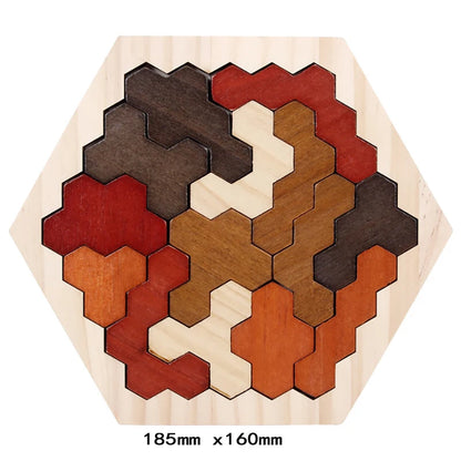 Jeu de logique, Puzzle 3D Hexagonal en Bois, grande taille