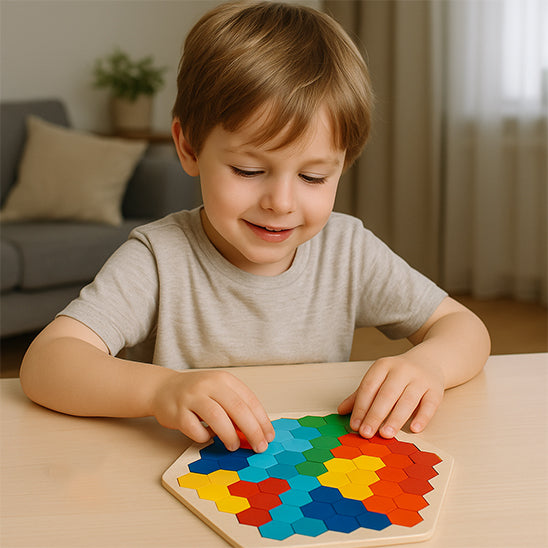 Jeu de logique, Puzzle 3D Hexagonal en Bois, développe la mémoire visuelle