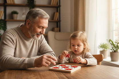 Un jeu simple en bois qui crée des moments précieux de connexion familiale et d'apprentissage partagé