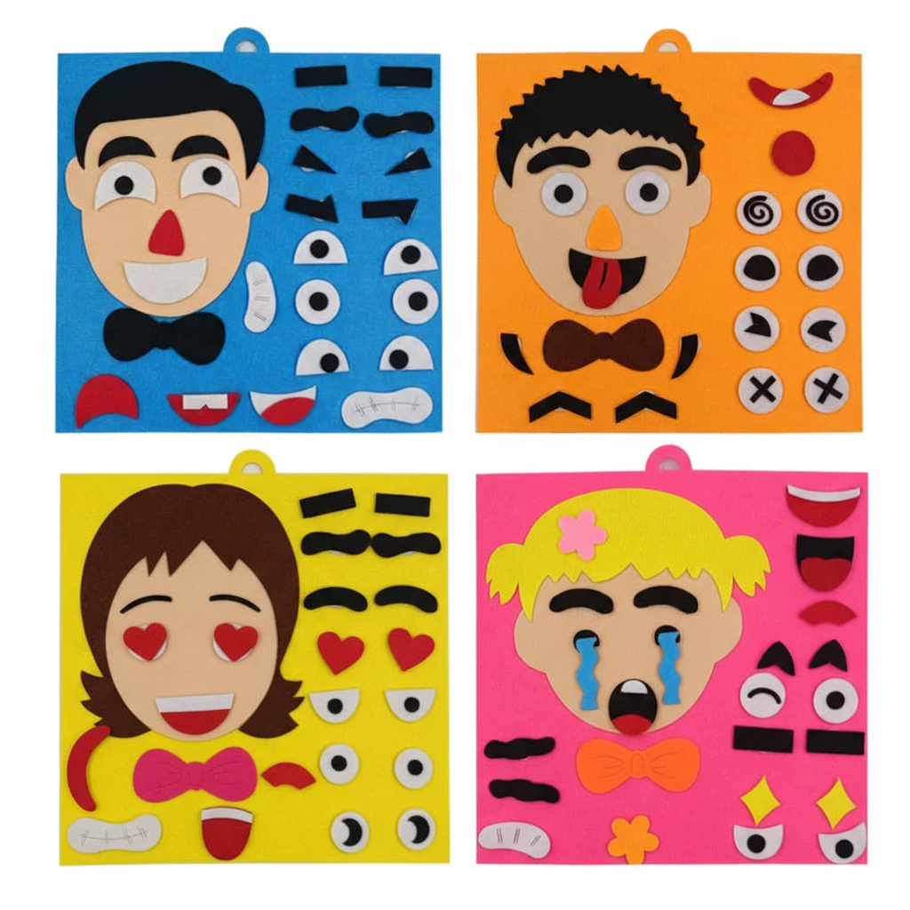 Quatre plateaux émotions colorés