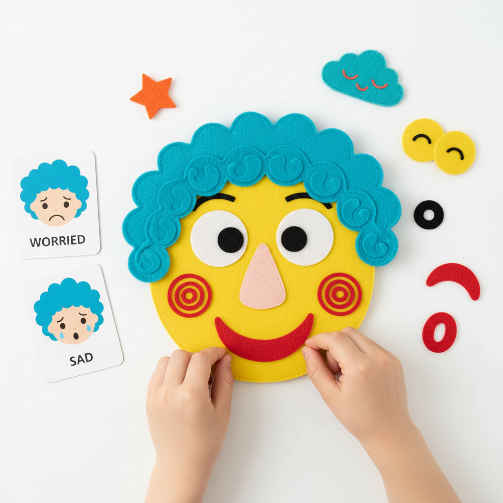 Mains plaçant bouche rouge 