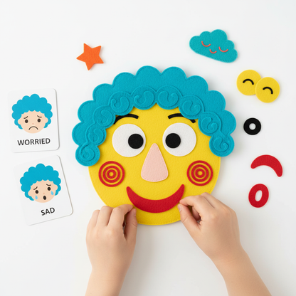 Mains plaçant bouche rouge 