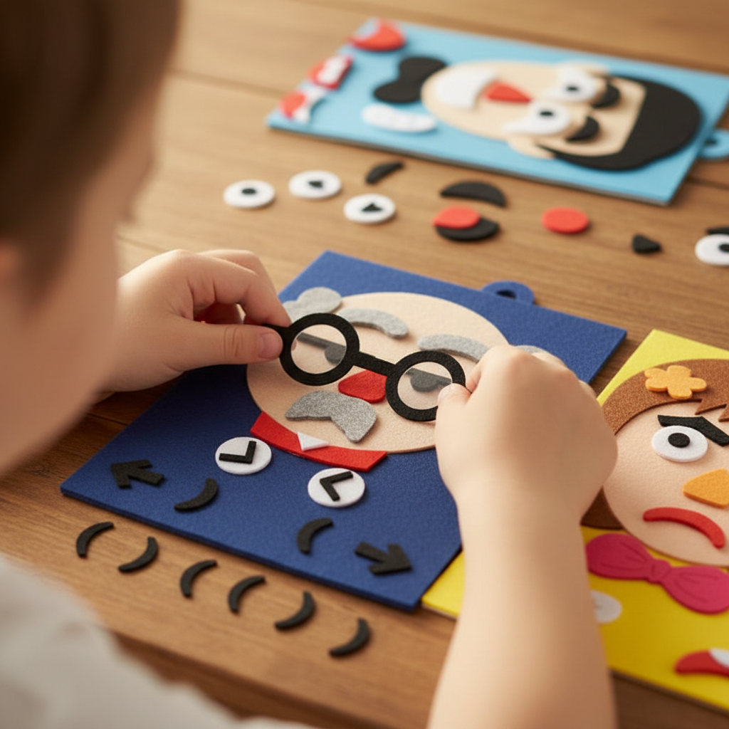 Enfant manipulant pièces comptage et émotions