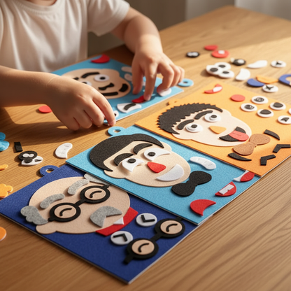 Enfant manipulant pièces comptage sur plateaux émotions