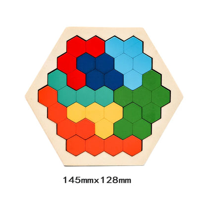 Jeu de logique, Puzzle 3D Hexagonal en Bois - taille petite
