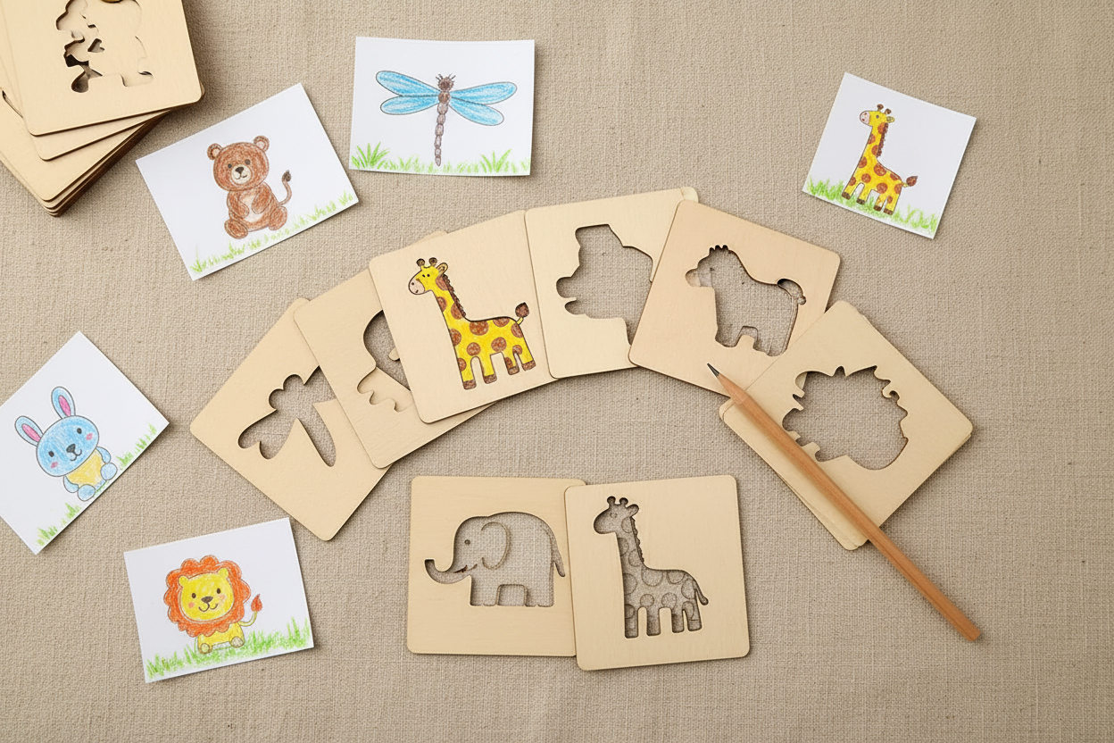 Kit 20 pochoirs bois Montessori