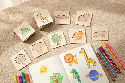 Kit complet pochoirs bois Montessori