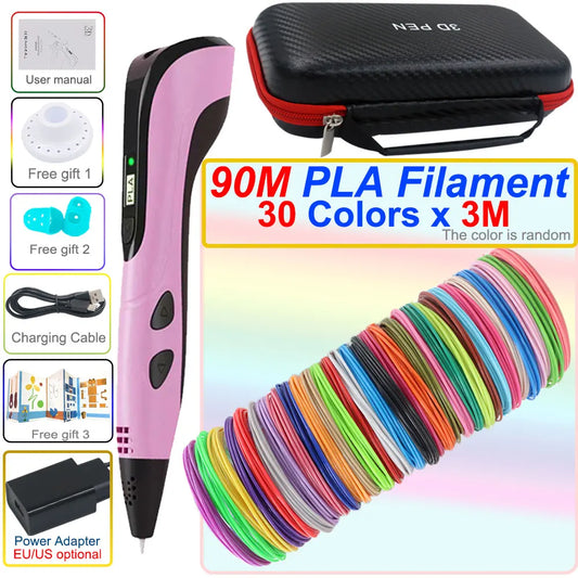 Stylo impression 3D enfants 8–12 ans écran LCD avec adaptateur EU/US