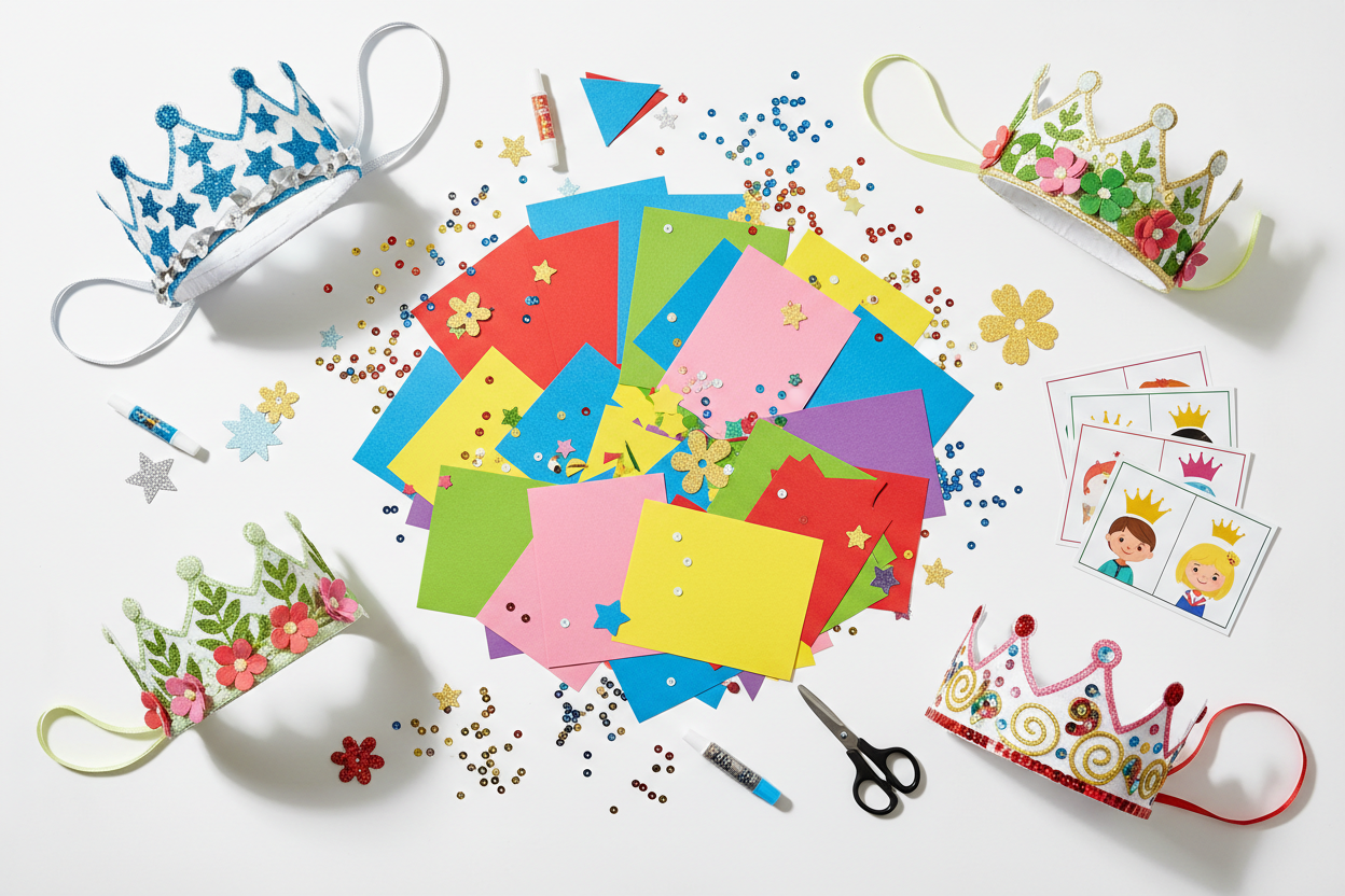 Kit Complet Tout-en-Un  : papier pour couronnes, sequins brillants, motifs de fleurs 