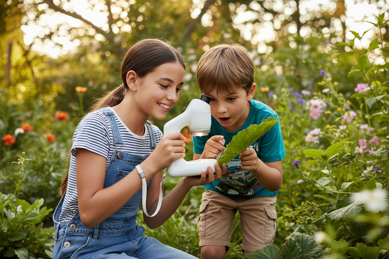 Enfants explorant la nature ensemble 