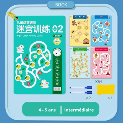 Livre enfant, Jeu de Labyrinthe avec Stylo, ensemble intermédiaire.