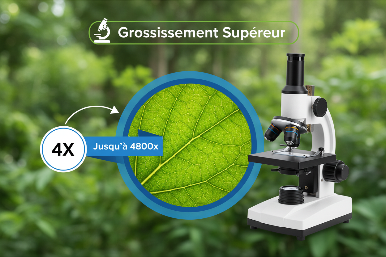 Grossissement supérieur du microscope