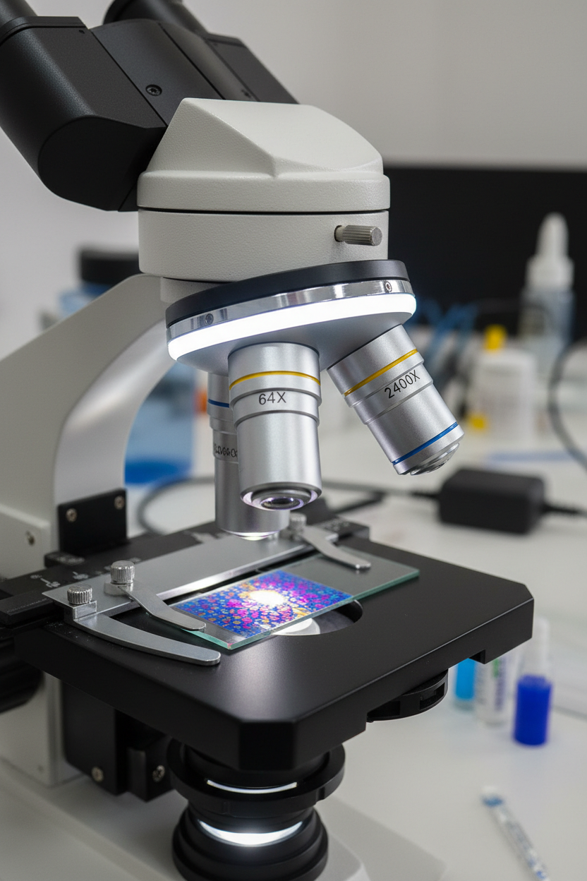 Gros plan sur les objectifs rotatifs et grossissements