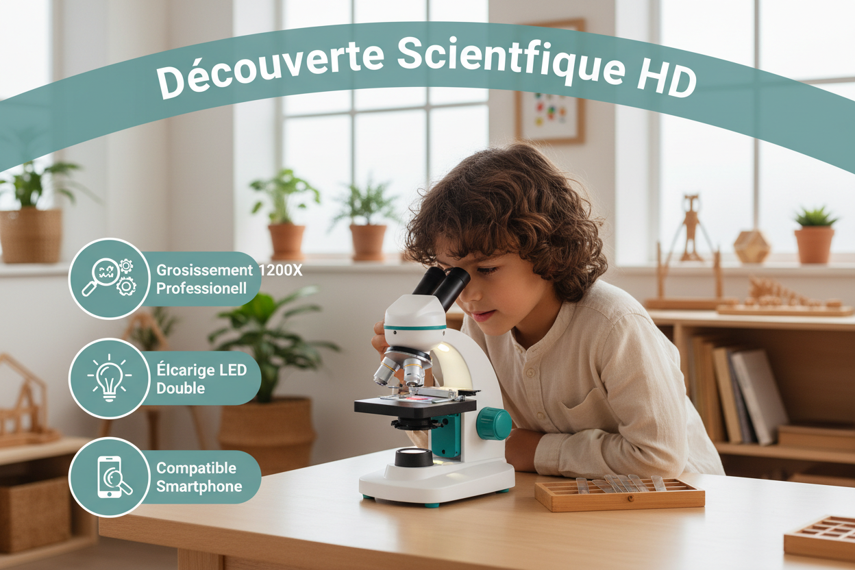Découverte scientifique HD avec microscope en usage