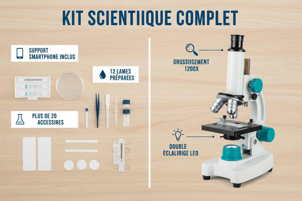 Kit scientifique complet avec caractéristiques principales