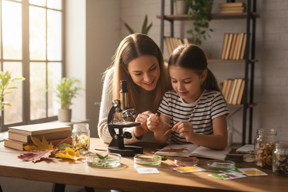 Parent et enfant explorant ensemble les sciences