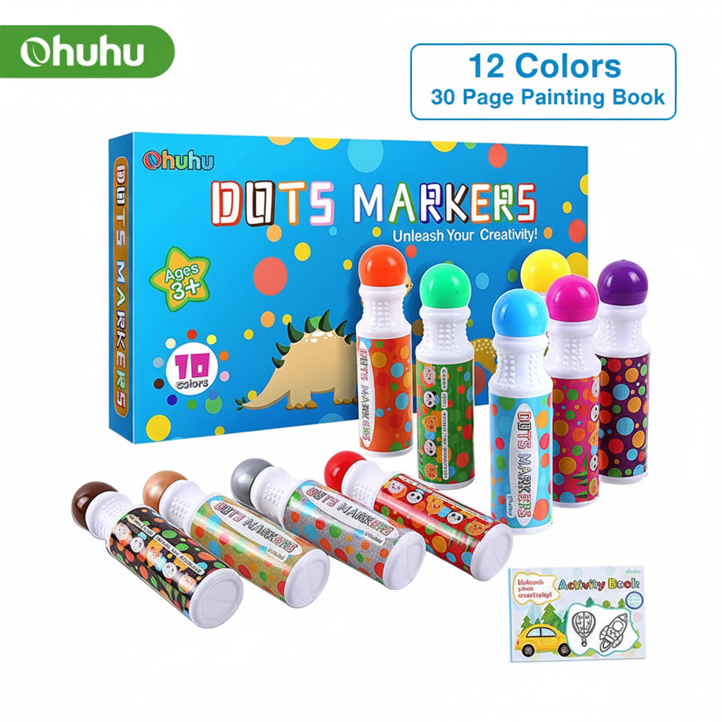 Kit complet Ohuhu 12 marqueurs à points avec boîte et carnet