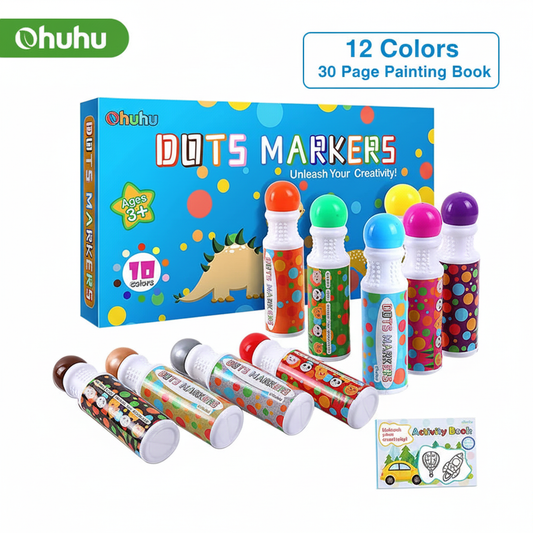 Kit complet Ohuhu 12 marqueurs à points avec boîte et carnet