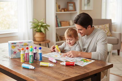 Moments de complicité familiale avec marqueurs lavables